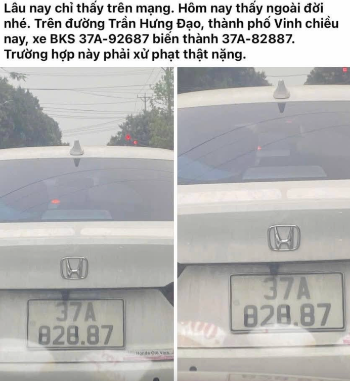 Chiếc ô tô được dán băng keo đổi biển số