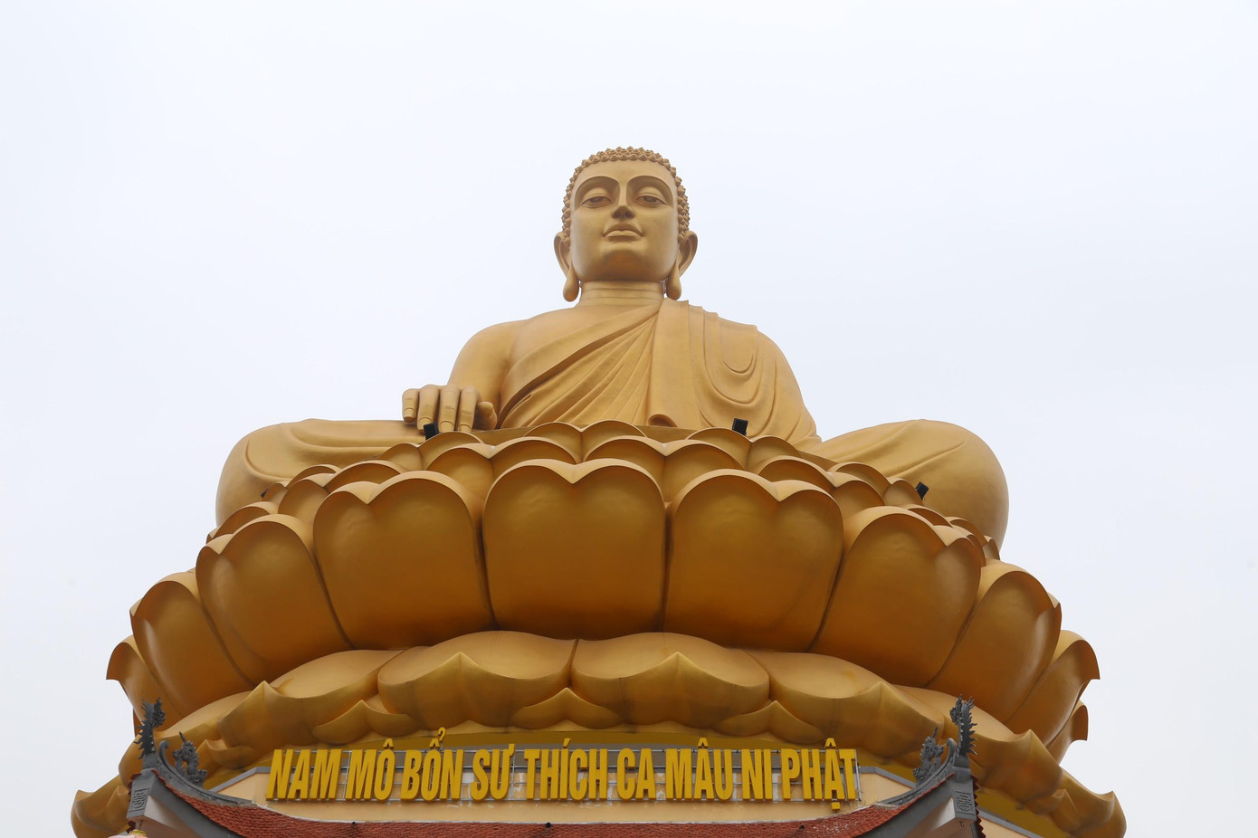 Đại tượng Phật Thích Ca Mâu Ni mang vẻ đẹp hài hòa cân đối, sắc nét, thẩm mỹ trong từng chi tiết.