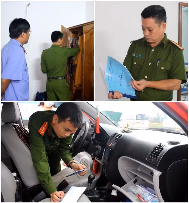 Cơ quan Công an tiến hành khám xét nơi làm việc và phương tiện của Trần Văn Giang