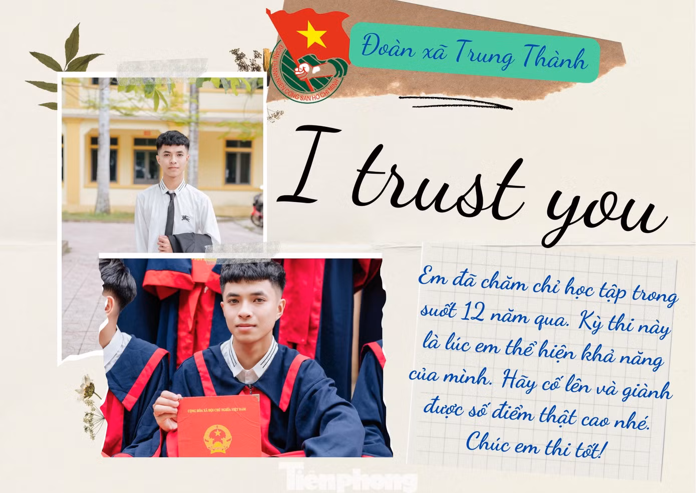 Mỗi chiếc thiệp chứa đựng thông điệp đầy ý nghĩa dành tặng các sĩ tử trước kỳ thi quan trọng của quãng đời học sinh.