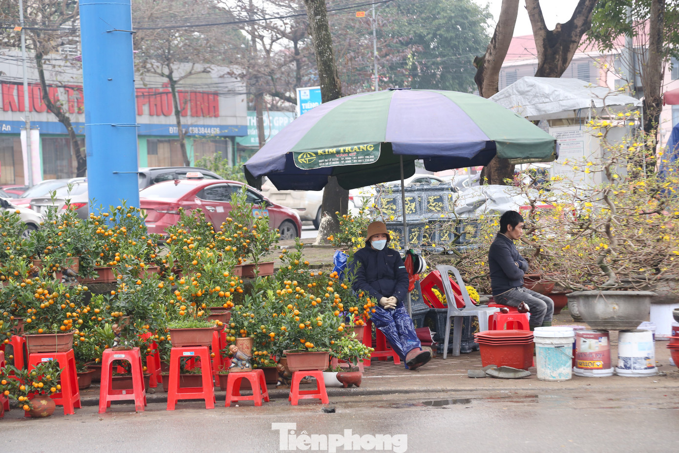 Để đảm bảo sức khoẻ, các nhóm tiểu thương phải thay ca, người ngủ, người thức với hy vọng hàng nhanh chóng được bán hết, trở về nhà sắm Tết sớm.