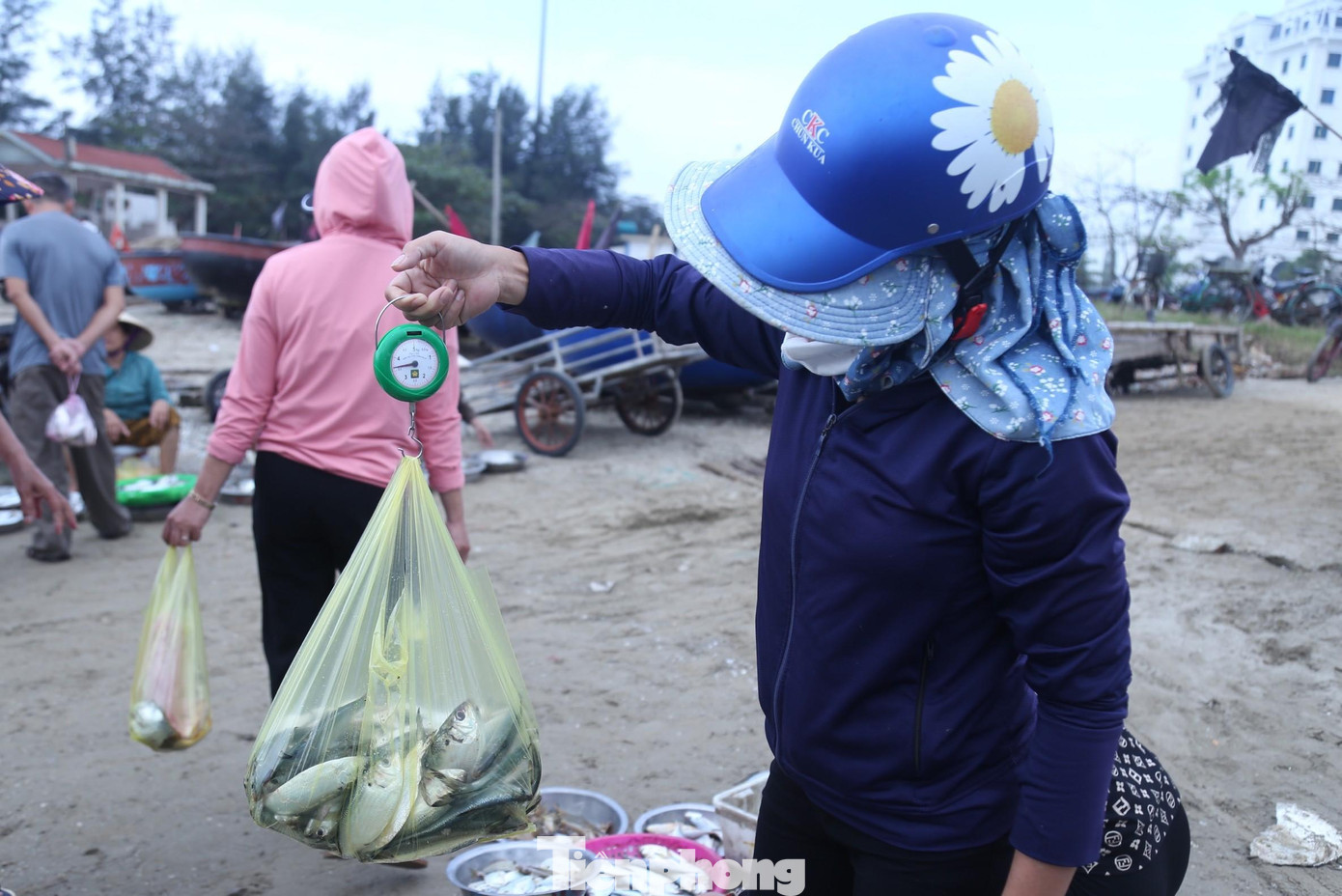 Việc buôn bán diễn ra sôi động ngay tại bờ biển Cửa Lò