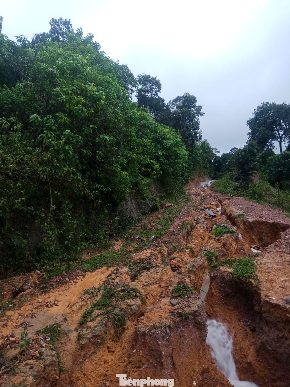 Nhiều tuyến đường ở xã Môn Sơn, Lục Dạ cũng bị sạt lở