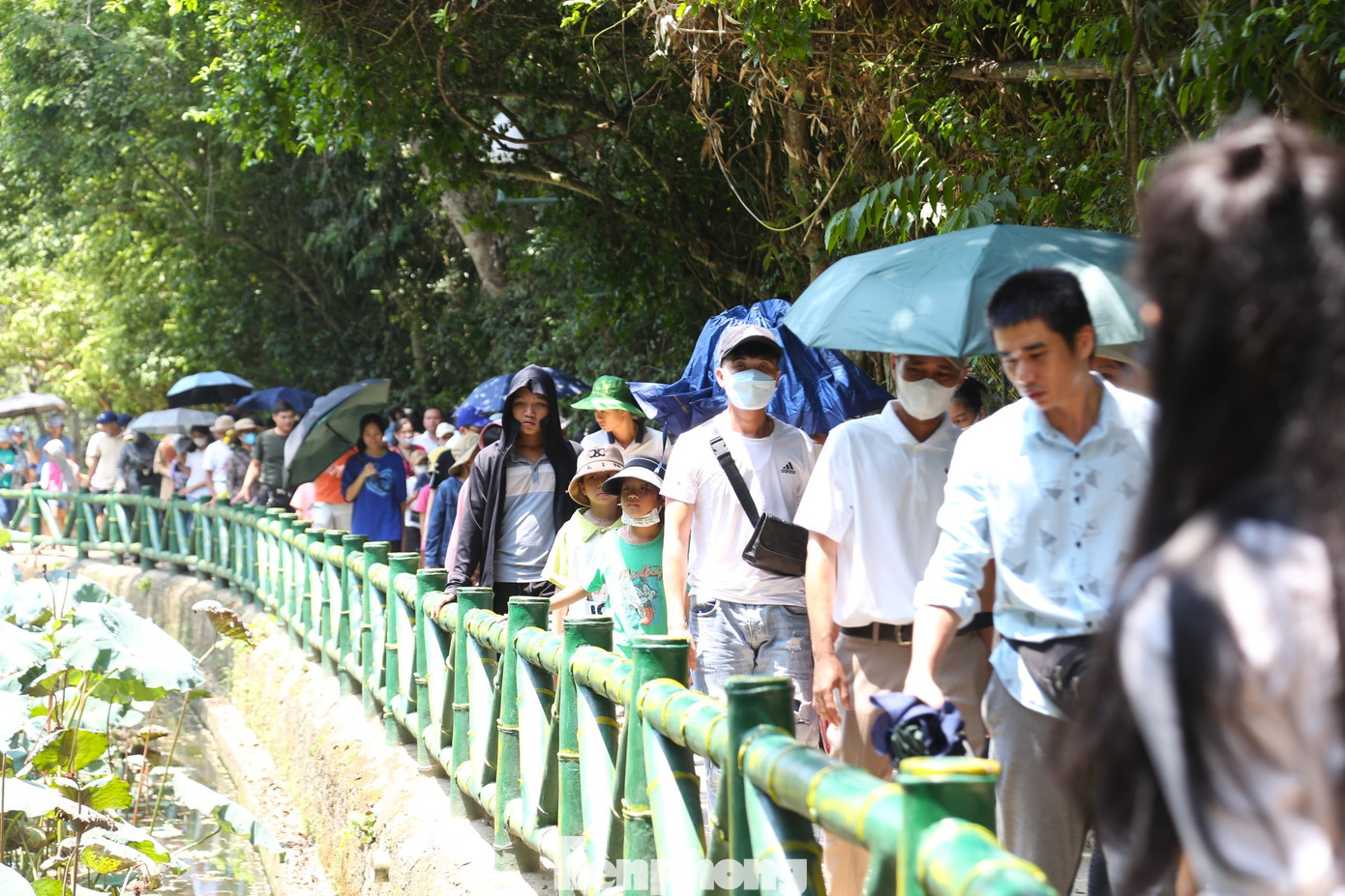 Trong ngày Giải phóng miền Nam, thống nhất đất nước 30/4, hàng vạn du khách đã chọn khu di tích Kim Liên để về thăm. Các con đường dẫn vào tham quan đều chật kín người.