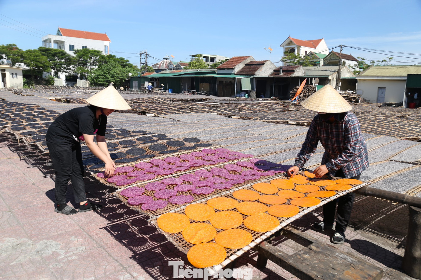 Mỗi ngày gia đình bà Chung sản xuất thủ công khoảng 1.000 - 1.500 chiếc bánh đa. Giá bán trung bình 20.000 - 25.000 đồng/10 chiếc bánh đa sống. Với bánh đa gấc, khoai lang tím có giá 30.000 – 35.000 đồng/10 chiếc. Mỗi ngày gia đình bà Chung sản xuất thủ công khoảng 1.000 - 1.500 chiếc bánh đa. Giá bán trung bình 20.000 - 25.000 đồng/10 chiếc bánh đa sống. Với bánh đa gấc, khoai lang tím có giá 30.000 – 35.000 đồng/10 chiếc.