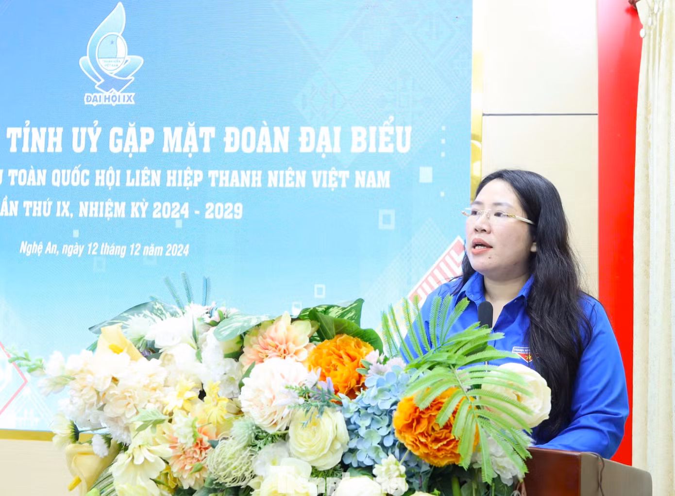 Chị Nguyễn Thị Phương Thúy - Bí thư Tỉnh Đoàn, Chủ tịch Hội LHTN Việt Nam tỉnh Nghệ An thông tin các hoạt động quan trọng tại Đại hội đại biểu toàn quốc Hội LHTN Việt Nam lần thứ IX, nhiệm kỳ 2024 - 2029.