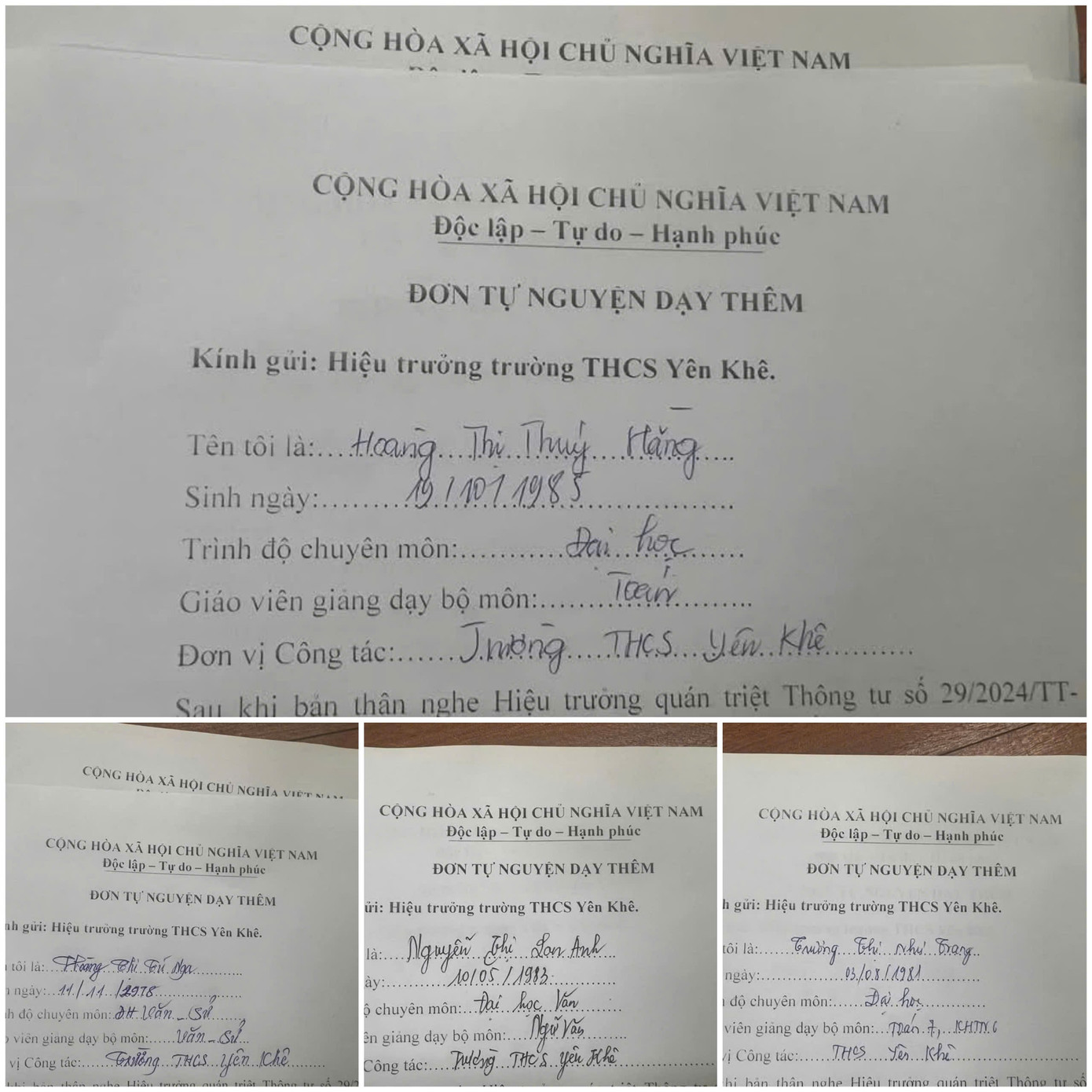 Những lá đơn tự nguyện dạy thêm miễn phí cho học sinh Những lá đơn tự nguyện dạy thêm miễn phí cho học sinh