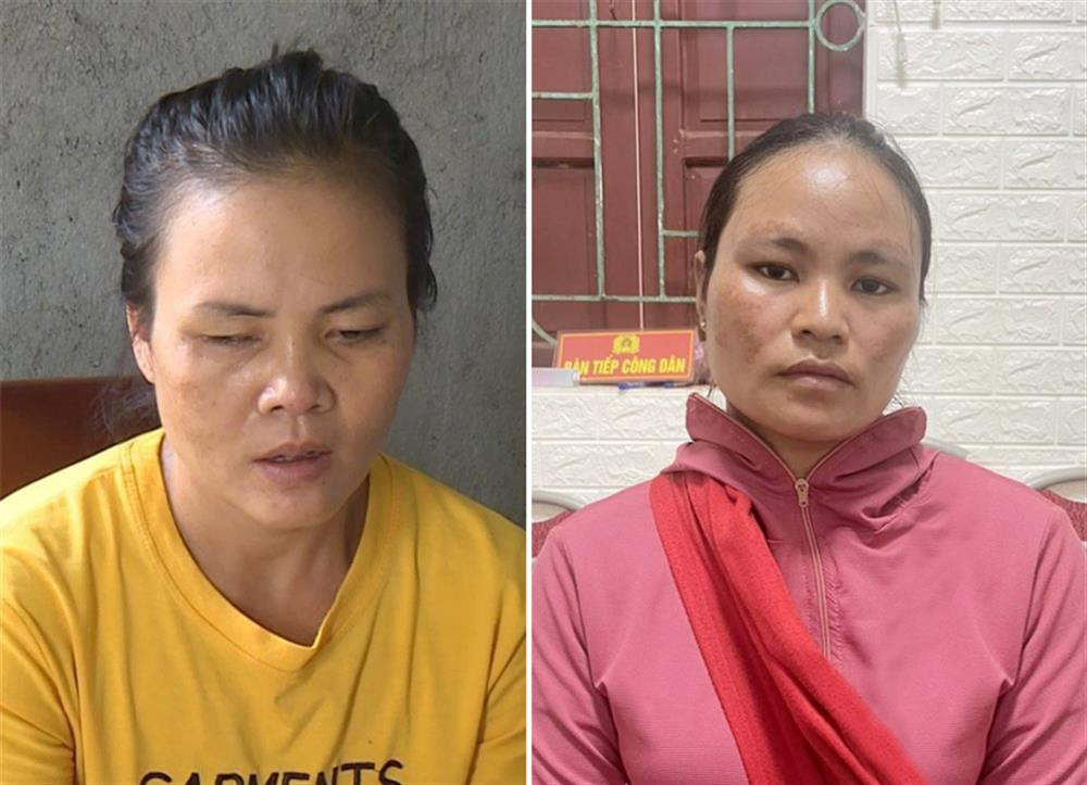 Đối tượng Lương Thị Toàn (trái) và Moong Thị Nghệ (phải)