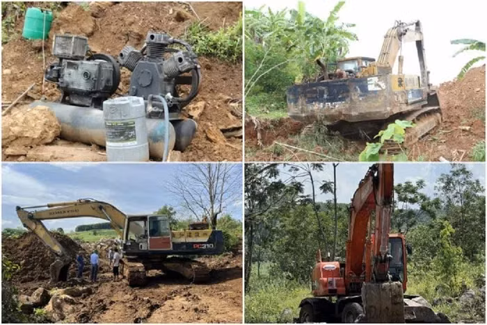 Các phương tiện, máy móc phục vụ cho việc khai thác đá Các phương tiện, máy móc phục vụ cho việc khai thác đá