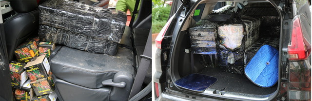 Chiếc xe ô tô 7 chỗ được chất đầy pháo nổ Chiếc xe ô tô 7 chỗ được chất đầy pháo nổ