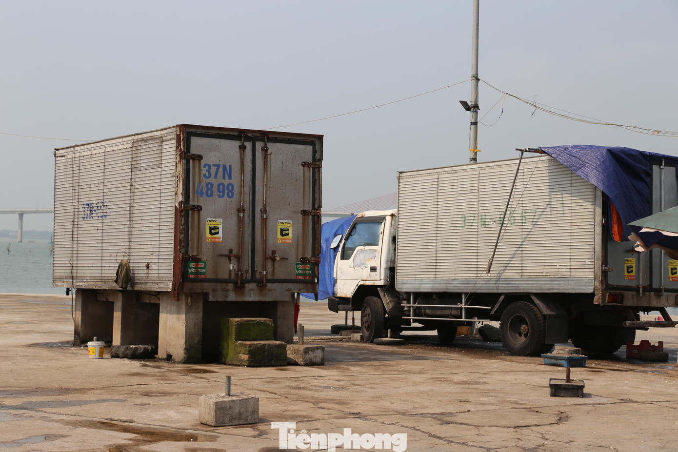 Để thuận tiện cho việc tích, trữ cá, nhiều hộ đã tận dụng những chiếc thùng xe đông lạnh cũ làm nơi chứa hàng.