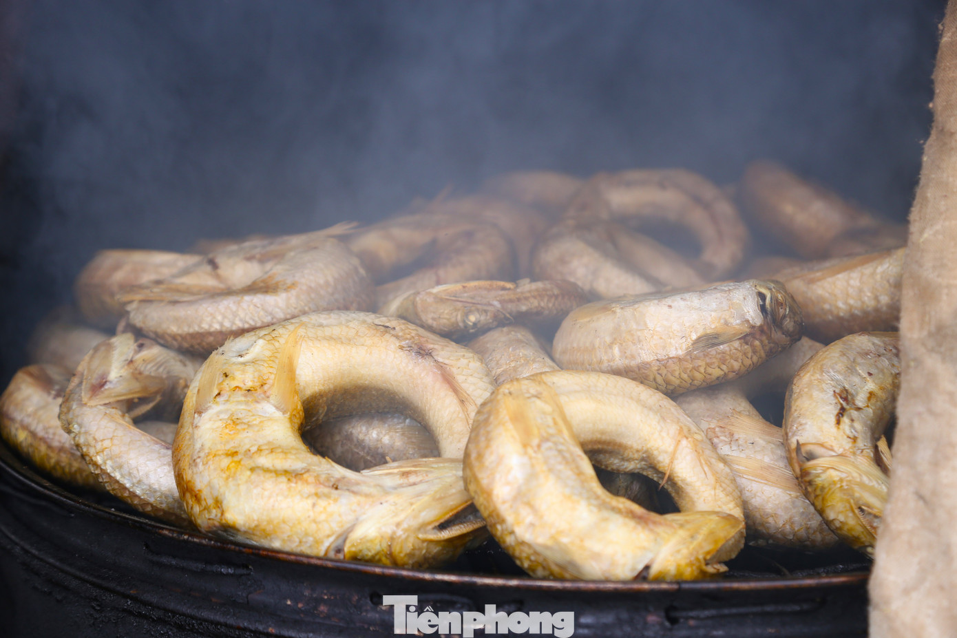 Để tạo vị thơm ngọt và màu vàng bắt mắt cho cá thửng, bí quyết của người dân làng chài Nghi Thủy là xông bằng bã (vỏ) mía trong thùng phuy đậy kín nắp. “Cá được xông khói bã mía nên sẽ thơm và ngọt nhờ lớp mật mía còn sót lại trong bã, lớp vỏ cật của mía thấm vào từng con cá. Sau khi xông cá sẽ ngả màu vàng ươm rất ngon mắt. Một mẻ cá được xông trong khoảng 10 phút. Quá trình xông cá phải chú ý nhiệt độ, không được để quá nóng, lớp vảy sẽ bị xém đen, nhìn mất thẩm mỹ. Khi sờ tay vào thấy cá khô, không còn dính tay nữa thì nhấc cá ra khỏi bếp than”, ông Đinh Văn Sửu (SN 1973, trú phường Nghi Thủy) chia sẻ.
