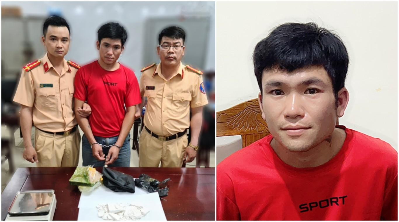 Lữ Văn Thần tại cơ quan công an cùng tang vật vụ án