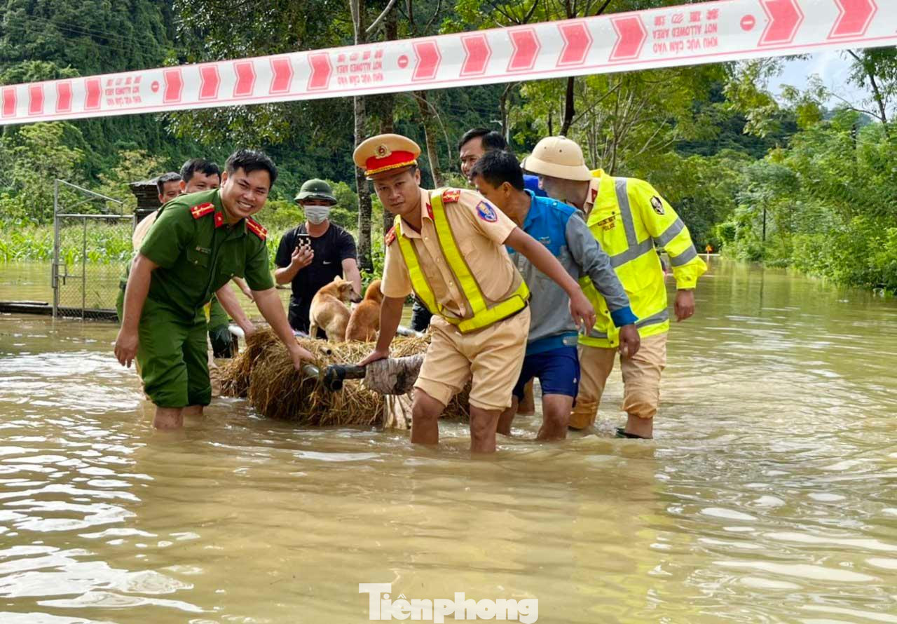 Trước tình thế cấp bách, chính quyền các địa phương, lực lượng công an, bộ đội, biên phòng đã không quản ngại hiểm nguy lao vào các vùng ngập lũ giúp bà con nhân dân sơ tán người và tài sản tới nơi an toàn.