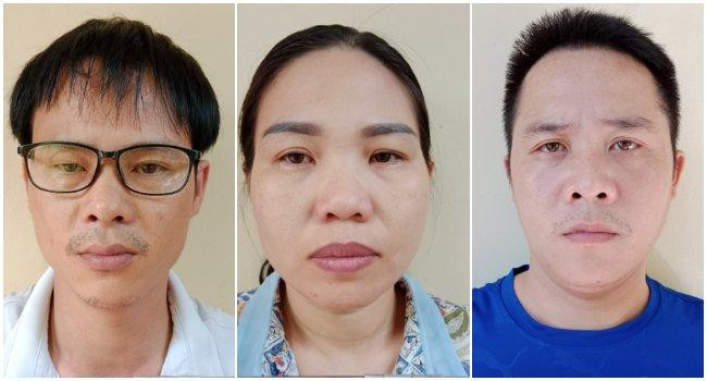 3 đối tượng (từ trái qua phải) Vũ Văn Hiệu, Phạm Thị Bích Thương, Hồ Văn Minh 3 đối tượng (từ trái qua phải) Vũ Văn Hiệu, Phạm Thị Bích Thương, Hồ Văn Minh