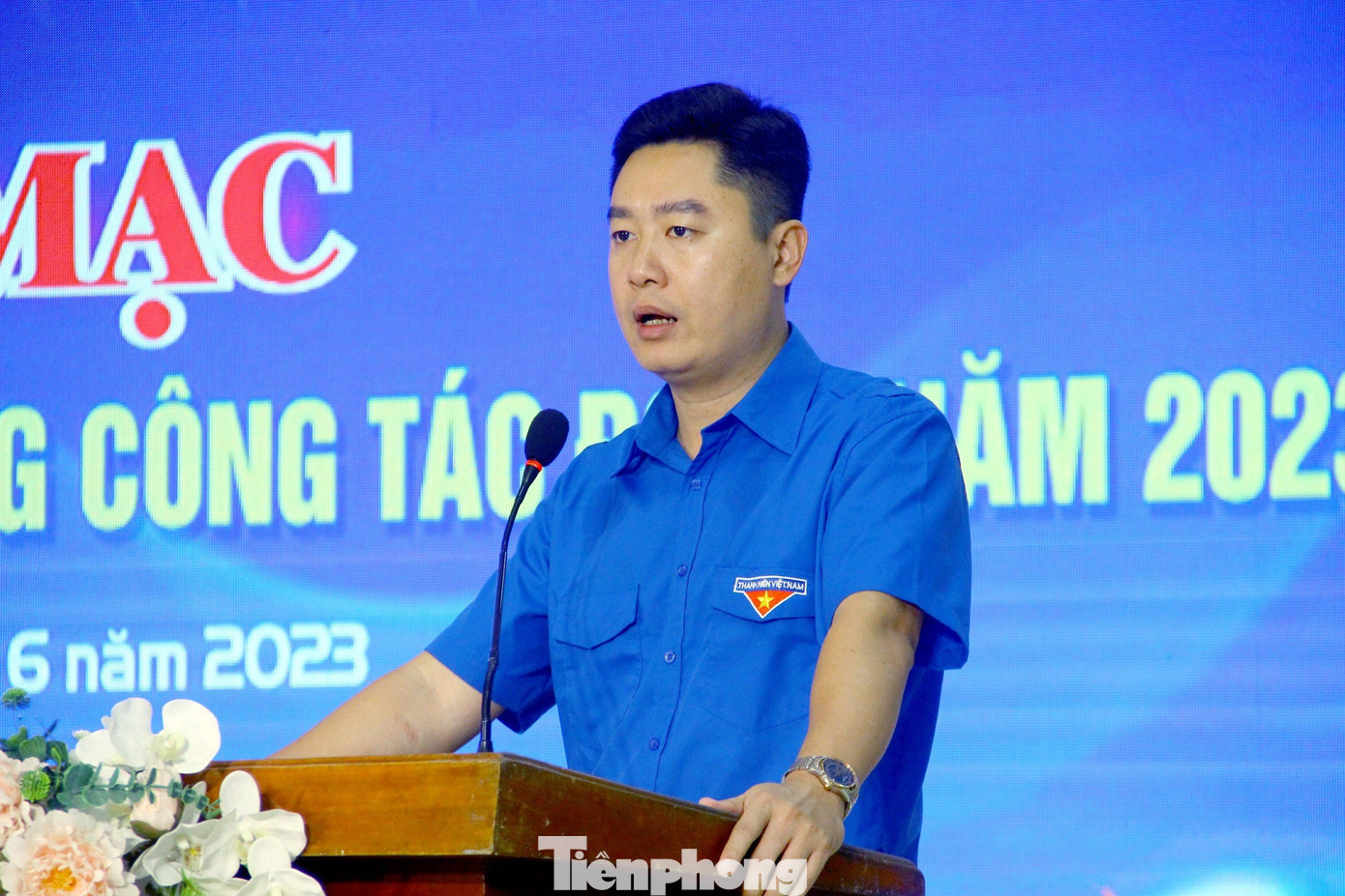 Anh Lê Văn Lương, Ủy viên Ban Thường vụ T.Ư Đoàn, Bí thư Tỉnh Đoàn Nghệ An phát biểu khai mạc