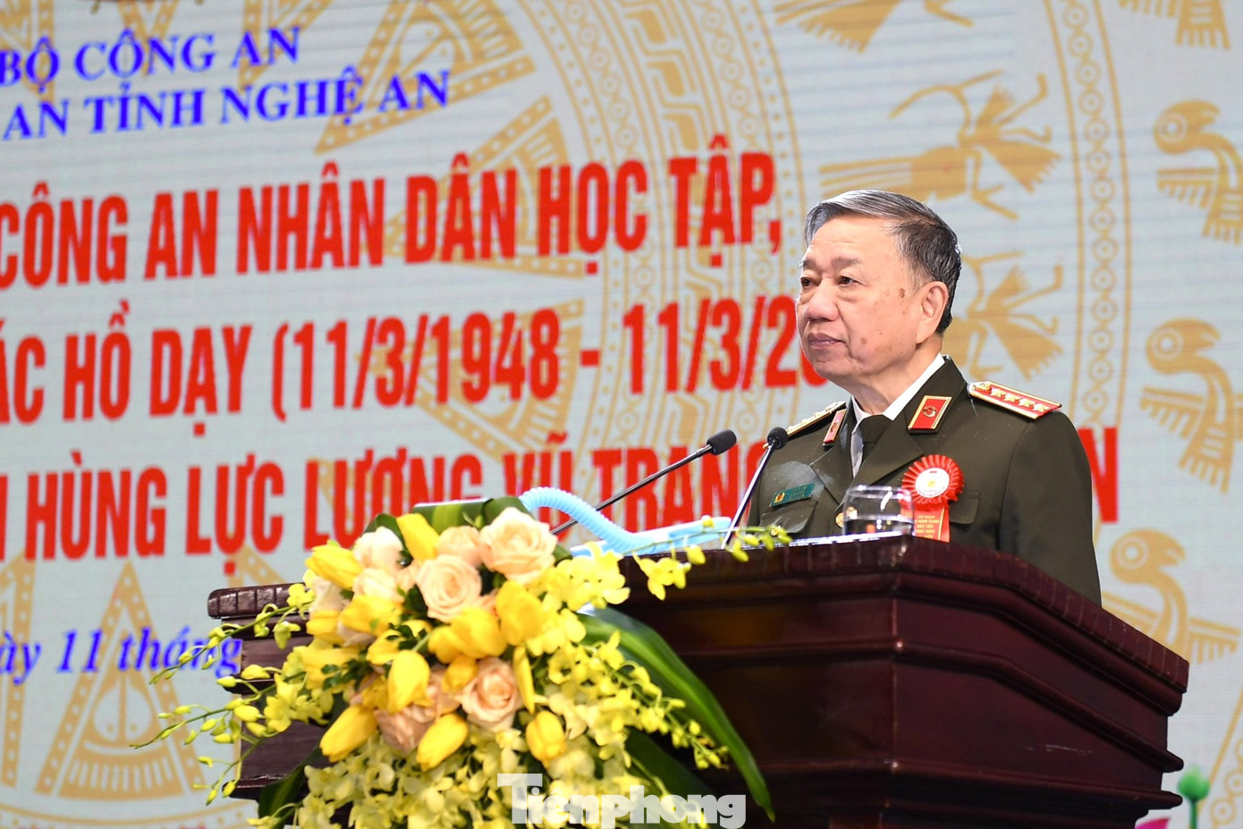 Đại tướng Tô Lâm - Ủy viên Bộ Chính trị, Bí thư Đảng ủy Công an T.Ư, Bộ trưởng Bộ Công an phát biểu tại buổi lễ.