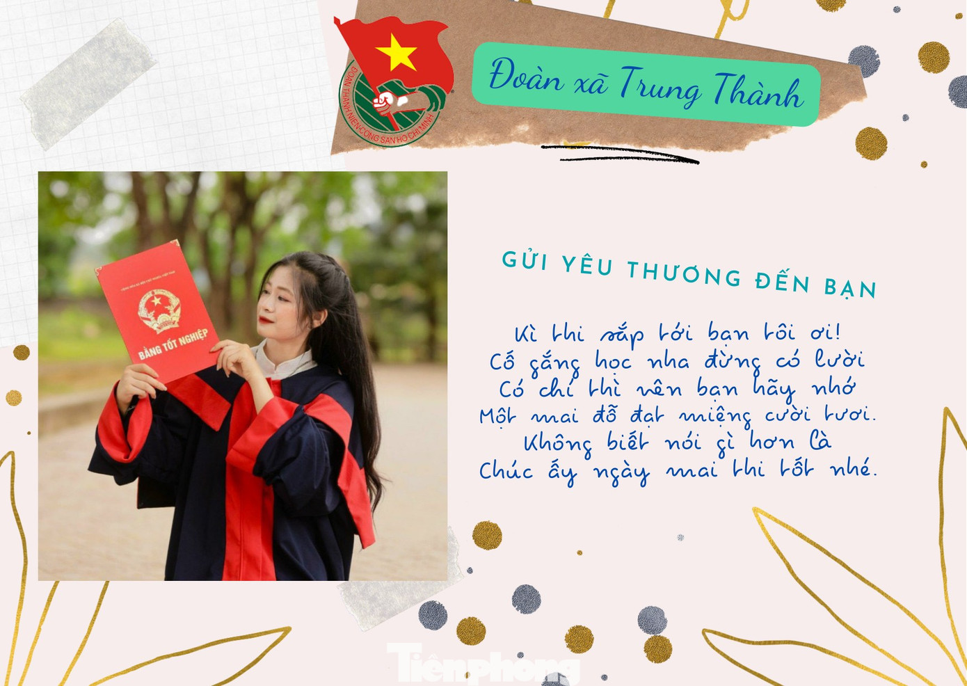 "Việc duy trì tinh thần lạc quan và sự tự tin khi đi thi là rất quan trọng, bình tĩnh làm bài đã là một phần của chiến thắng. Tôi muốn tạo ra những thông điệp để cổ vũ, khích lệ tinh thần, giúp các em tự tin, có thật nhiều năng lượng, may mắn, hoàn thành thật tốt kỳ thi, thực hiện được nguyện vọng của bản thân đặt chân tới ngôi trường đại học mà bạn hằng mong muốn”, chị Cần chia sẻ.