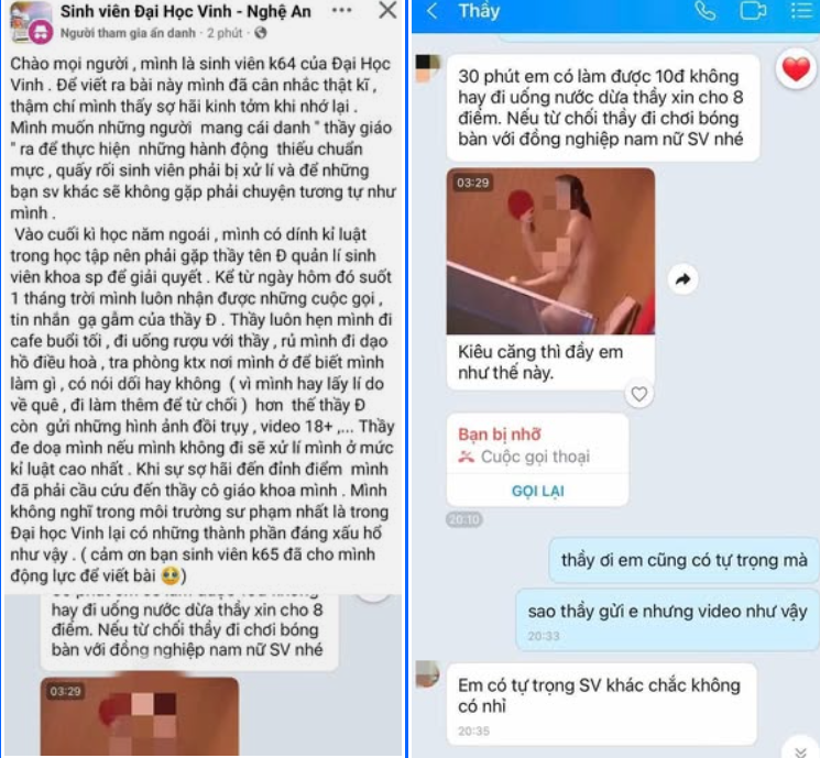 Bài đăng của nữ sinh K64 Đại học Vinh trên mạng xã hội gây xôn xao.