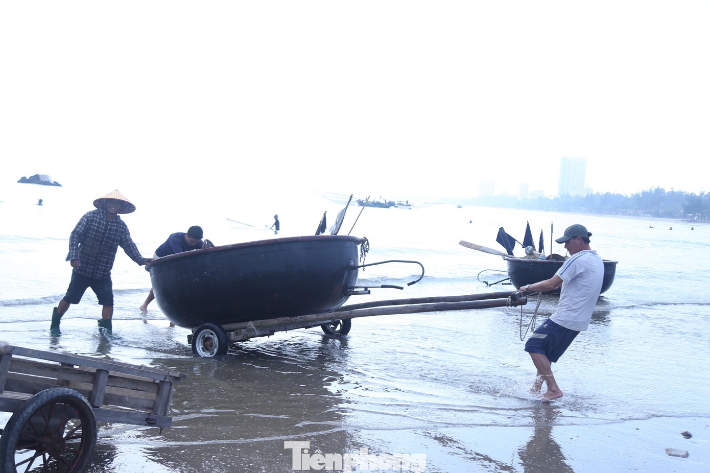 “Vị trí đánh bắt gần bờ nên phương tiện khai thác chủ yếu là thuyền thúng chèo tay với thời gian đánh bắt trên biển khoảng 4-5 giờ/chuyến. Tùy theo ngày mà số lượng hải sản đánh bắt được nhiều hay ít. Trung bình một ngày cũng kiếm được vài triệu đồng”, ông Sơn nói.