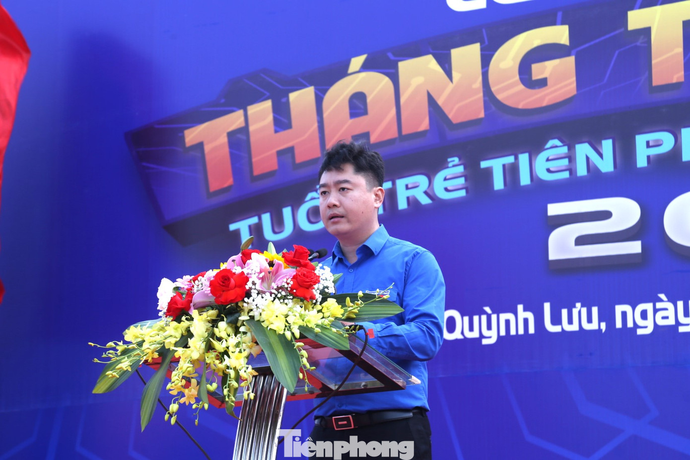 Anh Lê Văn Lương, Ủy viên Ban thường vụ T.Ư Đoàn, Bí thư Tỉnh Đoàn Nghệ An phát biểu tại Lễ khởi động. Ảnh: Thu Hiền