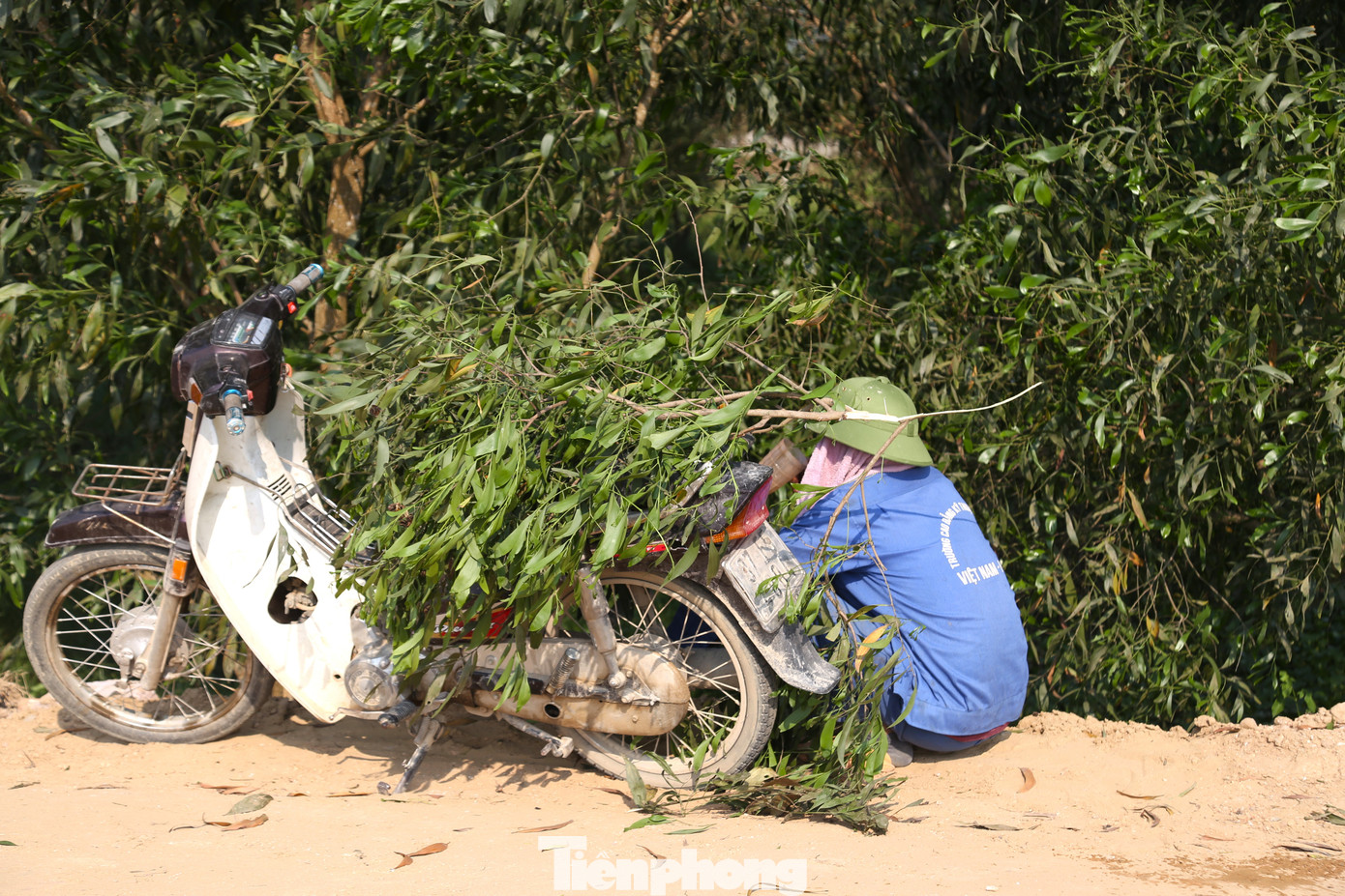 Dưới cái nắng nóng như đổ lửa, công nhân phải uống nước liên tục.
