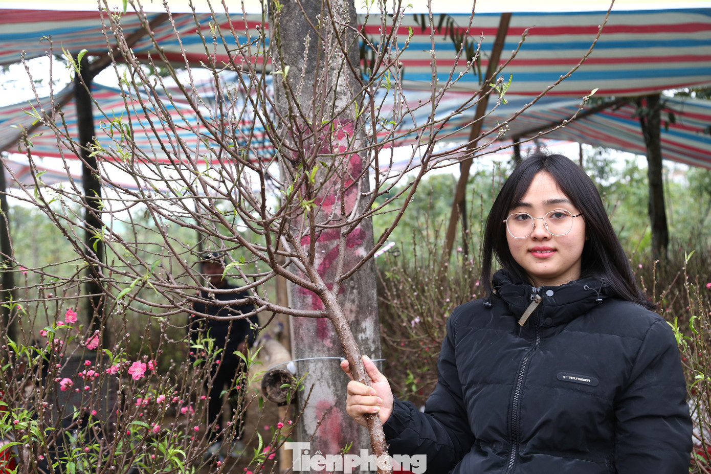 Cầm trên tay cành đào mini mới mua, chị Hoàng Thị Trang chia sẻ: “Tôi thích nhất khoảng thời gian cận Tết khi người người, nhà nhà mua sắm nhộn nhịp. Cành đào mini rất hợp để trang trí nhà cửa, cắm cả tuần hoa vẫn nở căng, nụ chúm chím”.