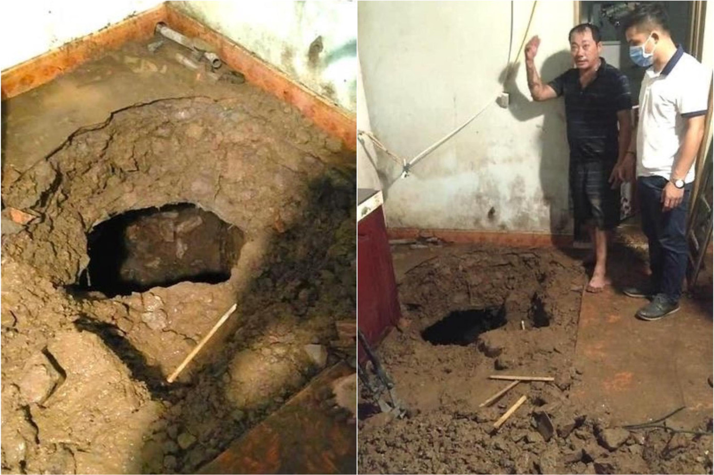 Xuất hiện "hố tử thần" trong nhà dân sau trận mưa lớn