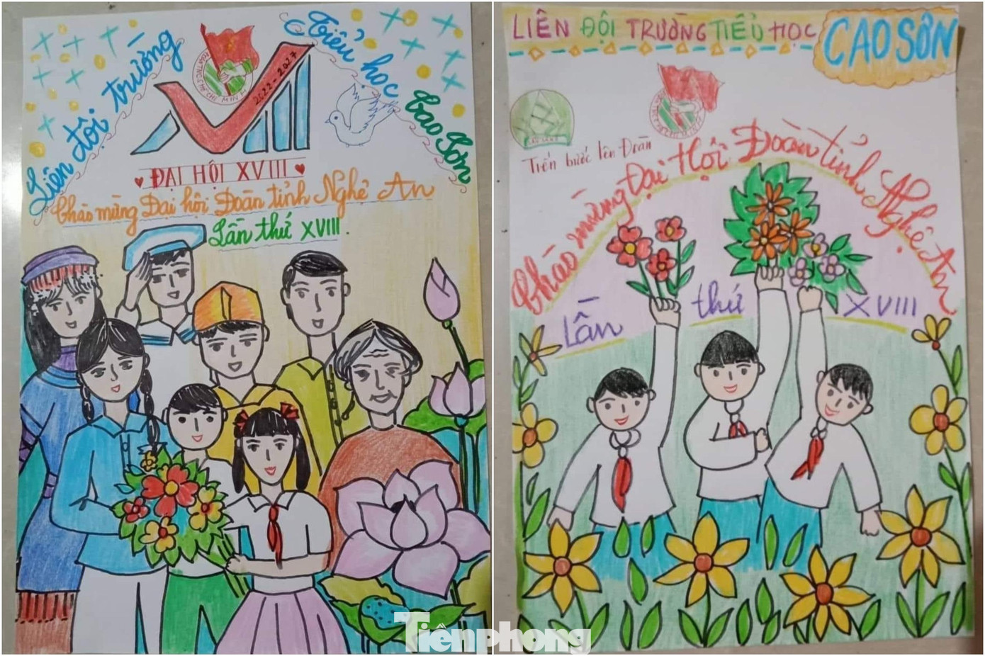 . Những nét vẽ hồn nhiên của các em thiếu nhi chào mừng Đại hội đại biểu Đoàn TNCS Hồ Chí Minh tỉnh Nghệ An lần thứ XVIII.