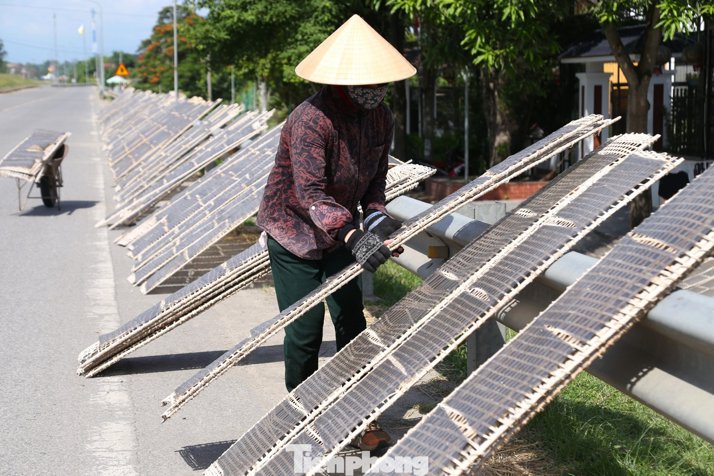 Bánh sau khi phơi đủ nắng sẽ được gom lại và đưa về nhà, đóng thành từng tệp để bán. Hàng làm đến đâu tiêu thụ hết đến đó.