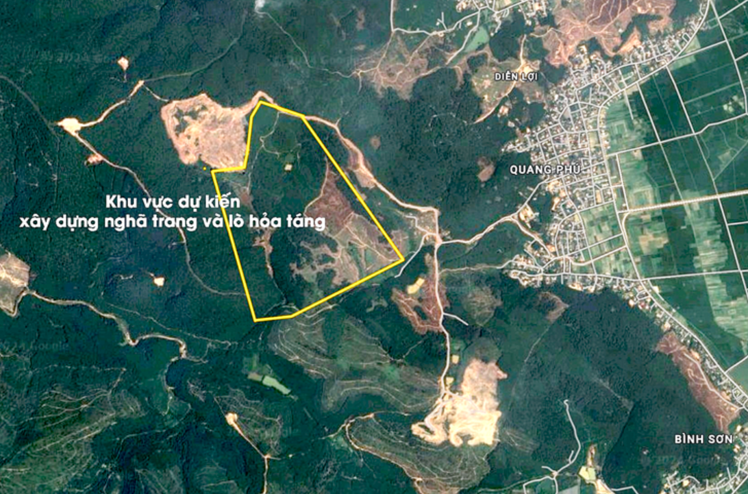 Khu vực dự kiến xây dựng nghĩa trang và lò hỏa táng ở xã Diễn Lợi, huyện Diễn Châu, Nghệ An