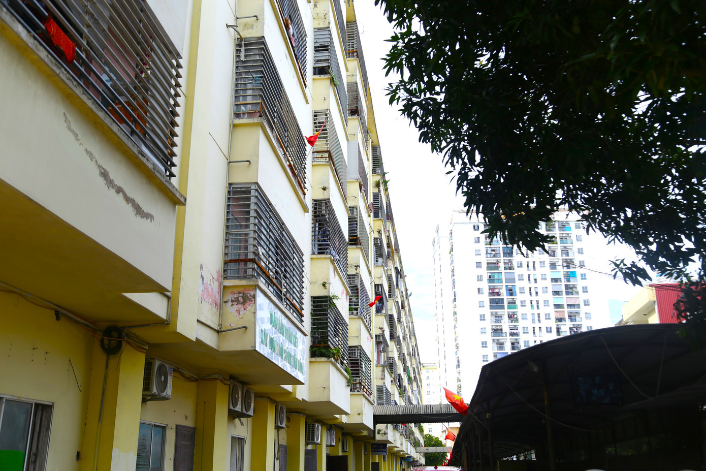 Khu chung cư Tecco Tân Thịnh ở phường Trường Vinh có hàng trăm chiếc “chuồng cọp”. Đa số các “chuồng cọp” đều được làm khá kiên cố. Phần khung được làm bằng sắt và hàn gắn cố định vào tường, lồng sắt khóa chặt lối thoát hiểm cho các căn hộ, khi xảy ra sự cố cháy, nổ rất khó để cứu hộ.