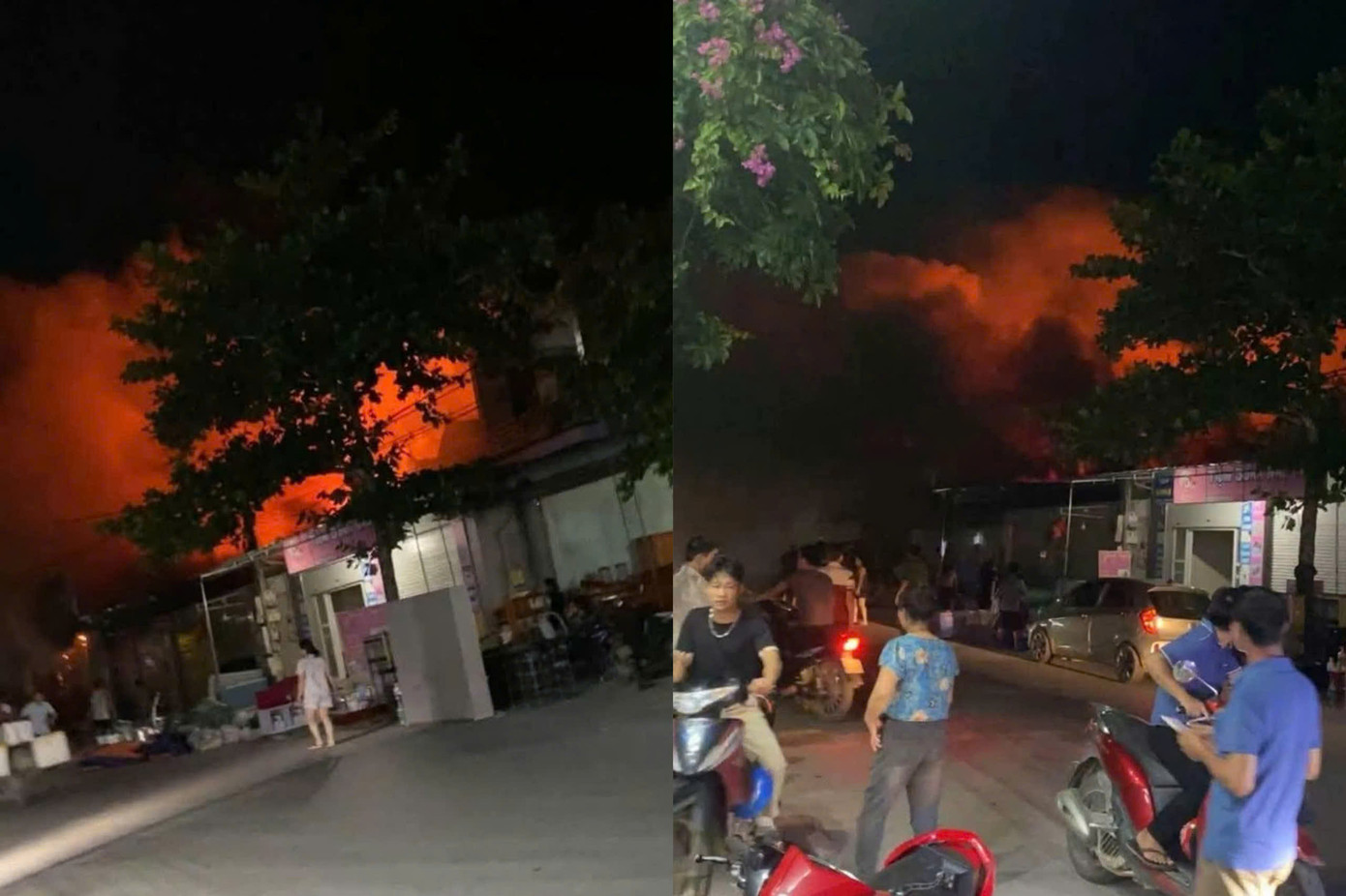 Ngọn lửa bùng cháy dữ dội trong đêm