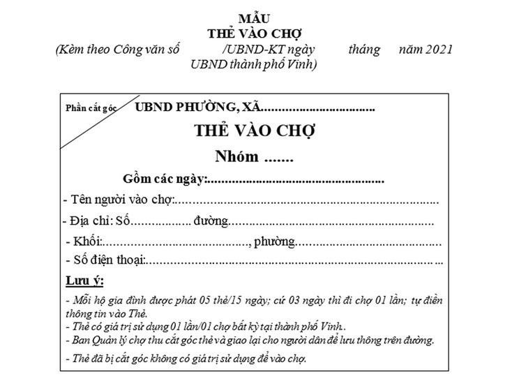 Mẫu thẻ vào chợ