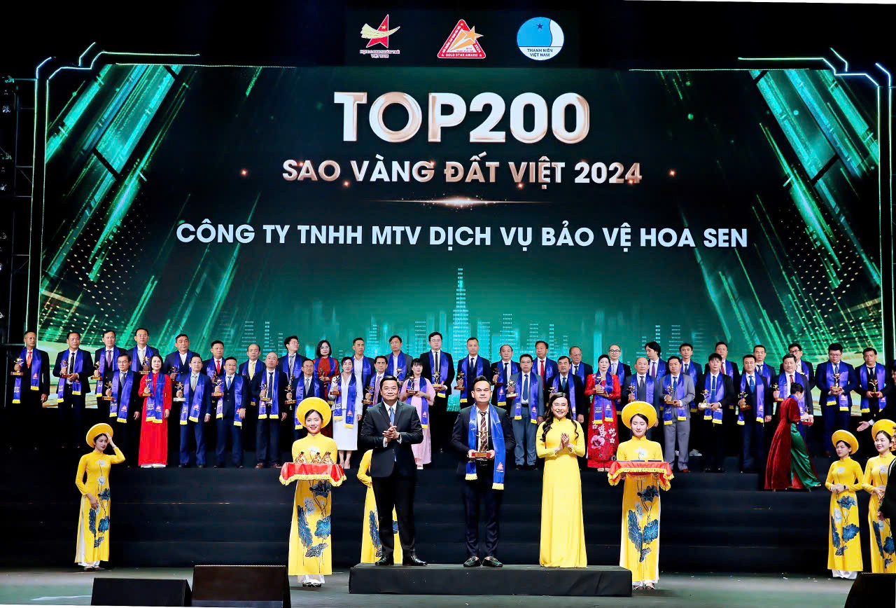 Công ty TNHH MTV dịch vụ bảo vệ Hoa Sen vinh dự nhận giải thưởng Sao Vàng đất Việt 2024 Công ty TNHH MTV dịch vụ bảo vệ Hoa Sen vinh dự nhận giải thưởng Sao Vàng đất Việt 2024