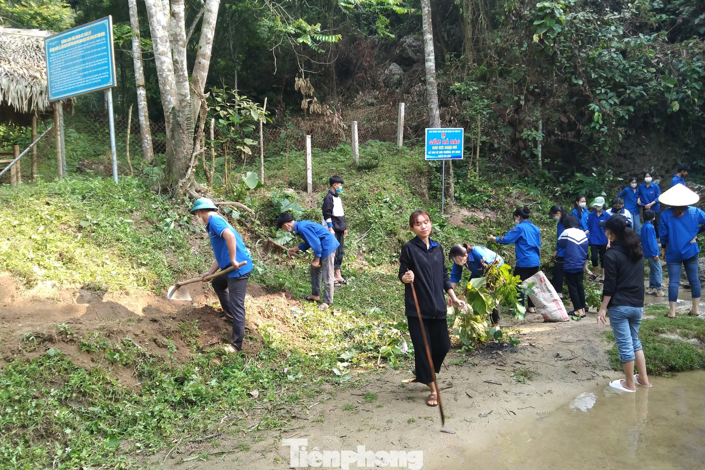 Hơn 30 đoàn viên thanh niên trên địa bàn xã Tiên Kỳ hăng hái tham gia.