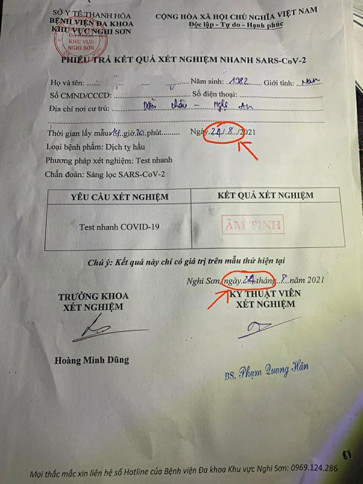 Giấy xét nghiệm đã được chỉnh sửa ngày. Giấy xét nghiệm đã được chỉnh sửa ngày.