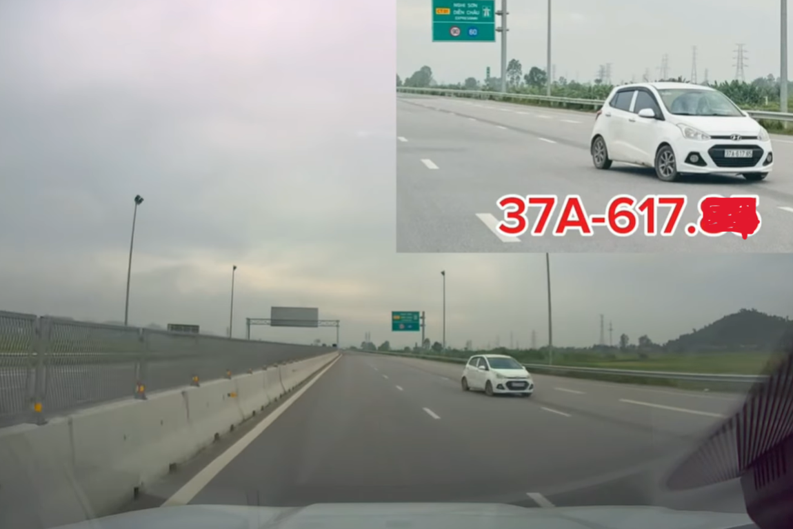 Hình ảnh ô tô chạy ngược chiều trên cao tốc Nghi Sơn - Diễn Châu