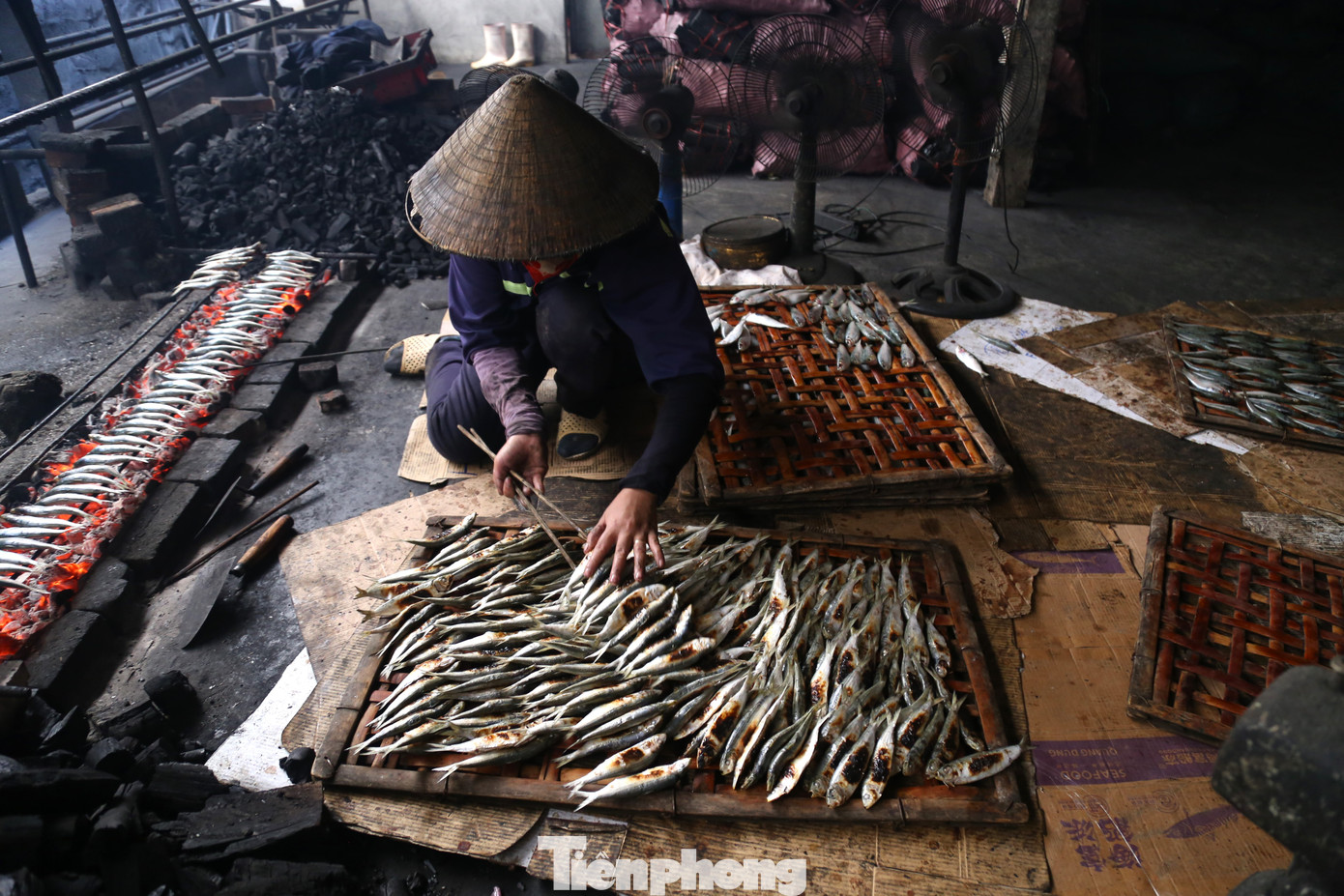 Những ngày này, làng nướng cá ở xã Diễn Vạn, huyện Diễn Châu, Nghệ An tất bật, đỏ lửa ngày đêm để có đủ sản phẩm cá nướng phục vụ thị trường Tết Nguyên đán. Tuy người dân ở đây không làm nghề biển, nhưng nướng cá đã là nghề truyền thống lâu đời của làng, nuôi sống hàng trăm gia đình.