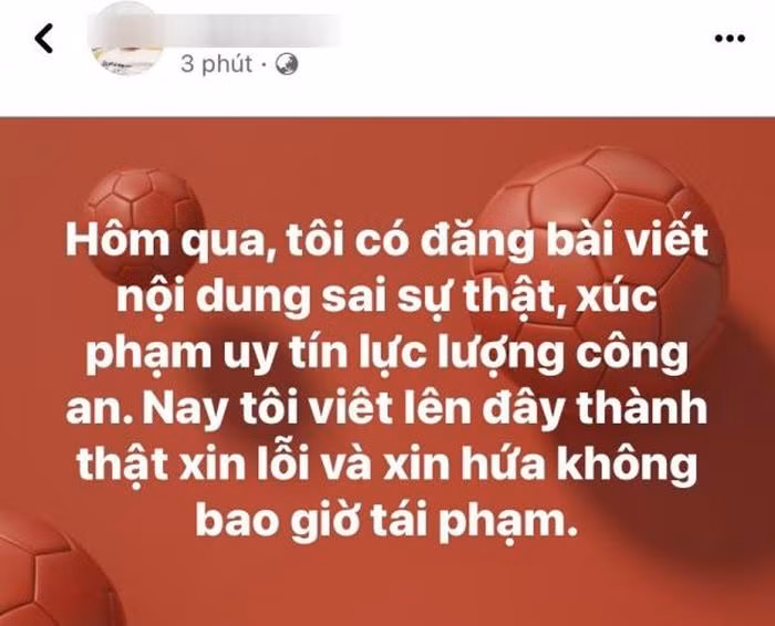 Sau khi bị xử phạt, anh T. đã gỡ bỏ thông tin đăng sai sự thật và đăng nội dung đính chính, xin lỗi. Sau khi bị xử phạt, anh T. đã gỡ bỏ thông tin đăng sai sự thật và đăng nội dung đính chính, xin lỗi.