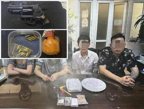 Các đối tượng và tang vật thu giữ.