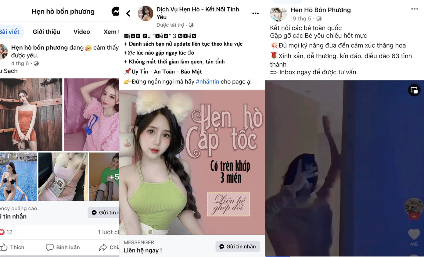 Hình ảnh quảng cáo của các nhóm "hẹn hò" trên mạng.