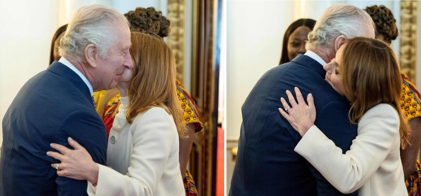 Geri Horner trong dịp tái ngộ Vua Charles. Ảnh: Getty Images.