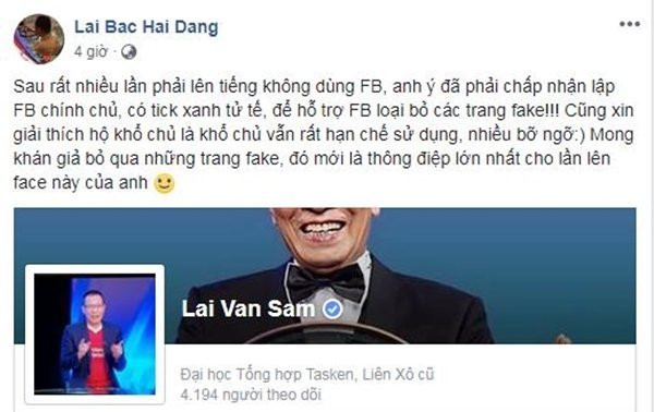 Đâu là facebook chính thức của MC Lại Văn Sâm? ảnh 1