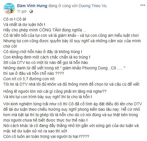 Mr Đàm bênh Dương Triệu Vũ, 'tố' Phương Dung gọi là 'Đàm Vĩnh Biệt' ảnh 1