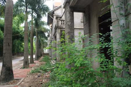 Cả dãy phố nhà đã xây xong phần thô, có nhà đã hoàn thiện đóng cửa im lìm hàng tháng trời