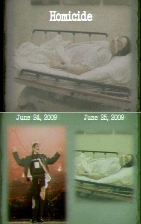 Hình ảnh Michael Jackson lúc mới qua đời, ngày 25/6/2009, được công bố trong phiên tòa 27/9, được so sánh với hình ảnh ông trước đó một ngày, ngày 24/6/2009.