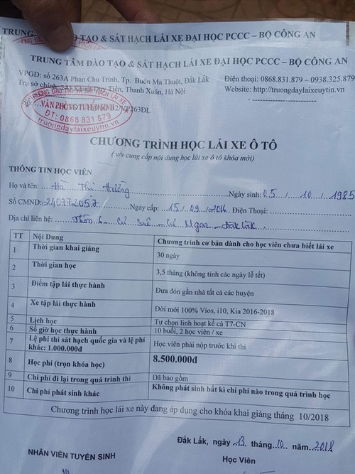 Phát hiện Trung tâm dạy nghề mạo danh trường lái thuộc Bộ Công an ảnh 5
