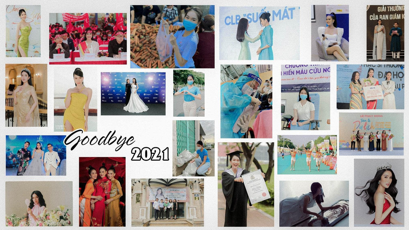 Á hậu Phạm Ngọc Phương Anh chia sẻ trong thời khắc giao thừa: &quot;Năm vừa qua là một năm có nhiều biến động với những dự định chưa được thực hiện của mình. Nhưng mình rất may mắn khi có được những cơ hội, nhiều bài học và nhiều kỷ niệm đáng quý. Và điều mình may mắn nhất nhất nhất chính là được gặp những người bạn, các anh chị đã giúp mình trở thành Phương Anh của ngày hôm nay. Chào tạm biệt 2021 với nhiều yêu thương và mong 2022 sẽ mang lại thật nhiều may mắn cho tất cả mọi người&quot;.