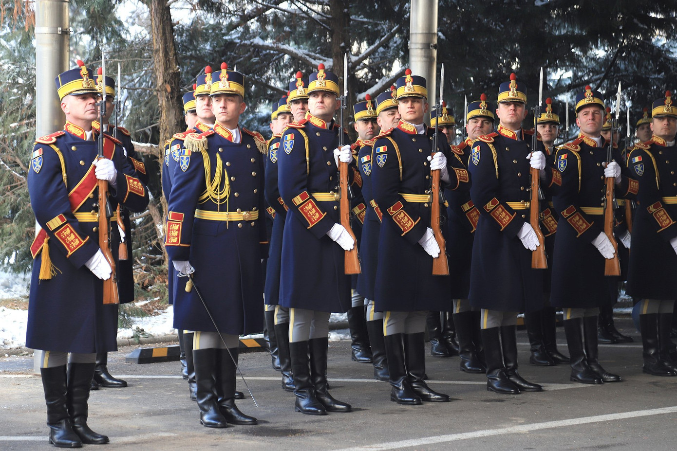 Đội danh dự tại lễ đón. Ảnh: Trần Thường